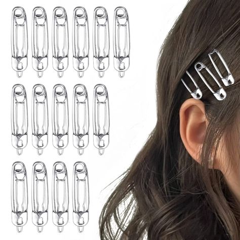 PRICES MAY VARY. 【Fashion Hair Accessories】: Metal element hairpins with alloy safety pin shape, simple and retro styles make your overall outfit present Goth style, fashionable and eye-catching 【Applicable Occasions】: hip-hop music festivals, parties, bars, punk clubs, dinner parties can wear this retro metal snap hair clips, highlighting personality, showing personal charm, and becoming the focus of the crowd 【Package include】: The package includes 15 Hair Pins Hair Clips Alloy Safety Pin Shap Hair Accessories Silver, Metal Element, Goth Accessories, Goth Hair, Fashion 90s, Punk Hair, 90's Fashion, Star Hair, Accessories Silver