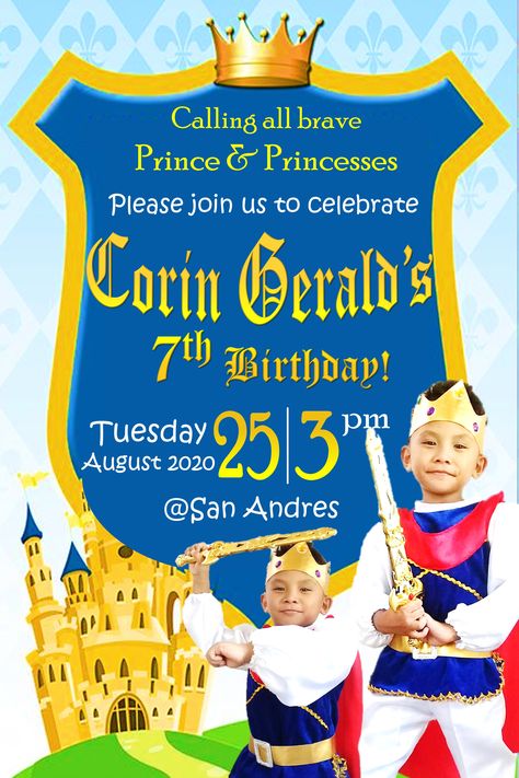 Invitation Scroll, Prince Birthday Invitations, 7th Birthday Invitation, Prince Theme, Royal Castle, Prince Birthday, Royal Castles, Royal Prince, 7th Birthday