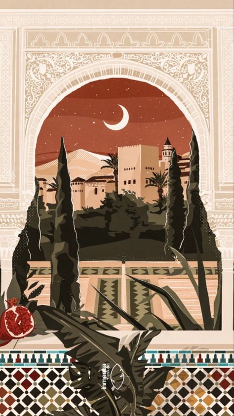 Ida Scudder, Moroccan Illustration, Arabic Graphic Design, Arabic Illustration, Andalusian Architecture, Print Design Trends, Ramadan Poster, Flower Graphic Design, Food Graphic Design