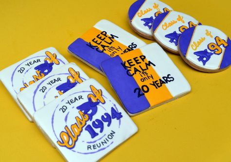 High School Reunion Cookies Decorated, Class Reunion Cookies Decorated, Class Reunion Cookies, Royal Icing Sugar, Cutout Cookies, Cookie Connection, Reunion Ideas, High School Reunion, Cutout Sugar Cookies