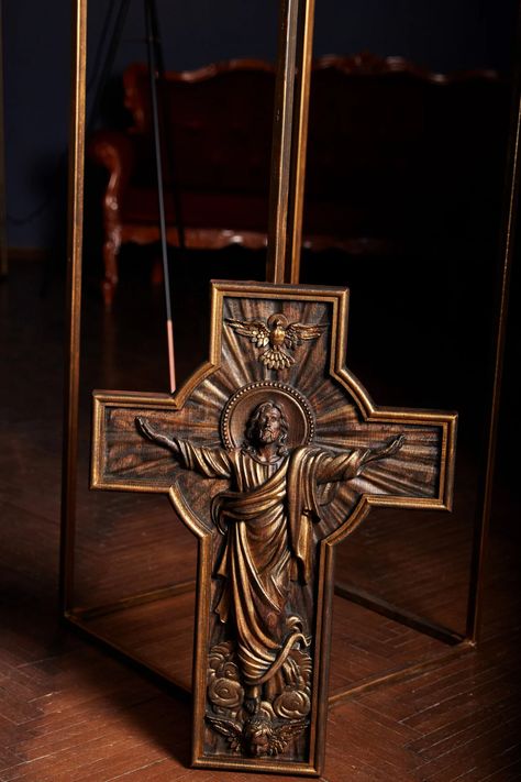 Wood Carving Wall Art, Cross Wood, Christ Cross, Catholic Cross, Black Hills Gold Jewelry, Workshop Studio, Religious Wall Art, 3d Cnc, Wall Cross