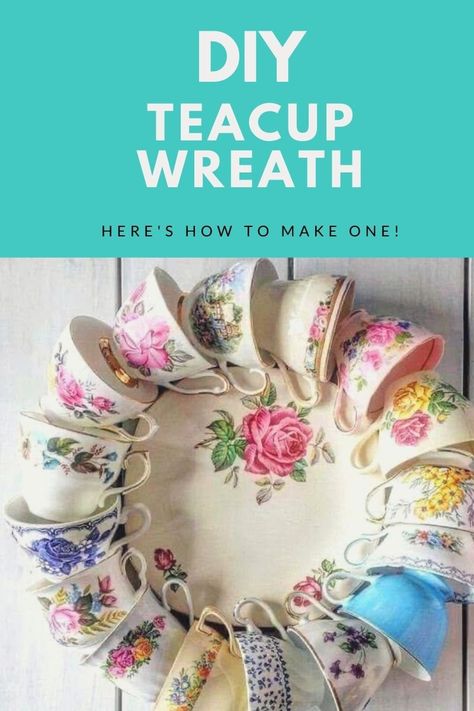 Tea Cup Display, Cup And Saucer Crafts, Glassware Crafts, Teacup Crafts, China Crafts, Diy Christmas Wreaths Ideas, Christmas Wreaths Ideas, Diy Christmas Wreaths, Wreaths Ideas