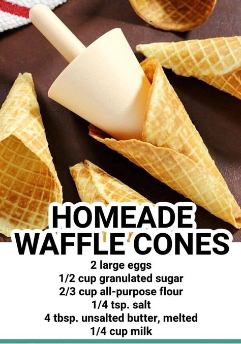 Homemade Waffle Cones, Vanilla Mug Cake, Homemade Waffle, Waffle Cone Recipe, Cone Dessert, Ice Cream Waffle Cone, How To Make Waffles, Cheesecake Dessert, Homemade Waffles