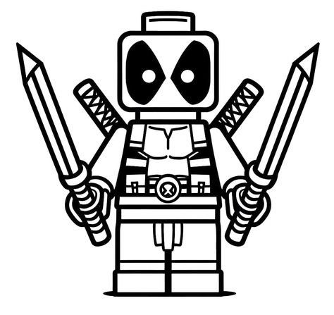 Marvel Lego Deadpool coloring page - Download, Print or Color Online for Free Lego Spiderman Coloring Pages, Deadpool Coloring Pages, Mandala Outline, Deadpool Images, Lego Deadpool, Fun Friday, Lego Characters, Marvel Deadpool, Lego Marvel