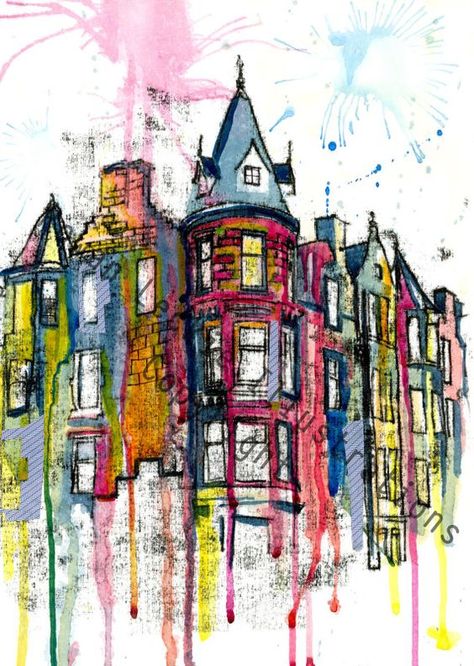 Building art that you will realize that is anything but boring - Bored Art Buildings Illustration, Edinburgh City, Building Illustration, City Illustration, Building Art, Gcse Art, Sketchbook Art, A Level Art, Urban Sketching