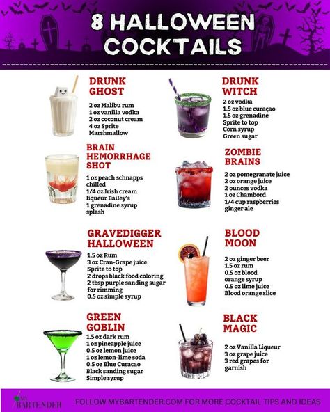 Halloween Drink Recipes Alcoholic, Spooky Alcoholic Drinks, Chambord Liqueur, Halloween Recipes Drinks, Spooky Cocktails, Bartender Drinks Recipes, Layered Drinks, Bartender Drinks, Yummy Alcoholic Drinks