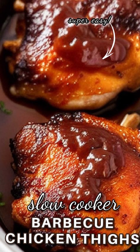 Crockpot Barbecue Chicken Thighs Crockpot Pulled Chicken Bbq Easy Recipes, Slow Cook Barbecue Chicken, Bar B Q Chicken Crockpot, Bbq Chicken Slow Cooker Recipes, Barbecue Chicken In The Crockpot, Bbq Chicken In Crock Pot, Crockpot Chicken Barbecue, Barbecued Chicken Thighs, Chick Thighs Recipes Crockpot