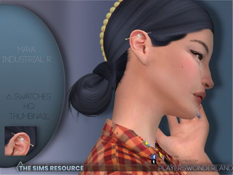 Sims 4 Industrial Piercing Cc, Sims 4 Industrial Piercing, Sims 4 Plug Earrings, Sims 4 Stretched Ears Cc, Sims 4 Cc Gauge Earrings, Sims 4 Gauge Earrings, Double Nostril Piercing, Industrial Ring, Nostril Ring