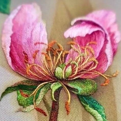 Embroidery.Вышивка.Handmade on Instagram: "@cunhyiyi" Jacobean Embroidery, Flower Machine Embroidery Designs, Ribbon Embroidery Tutorial, Embroidery Stitching, Hand Embroidery Tutorial, Brazilian Embroidery, Embroidery Flowers Pattern, Embroidery Motifs, 자수 디자인