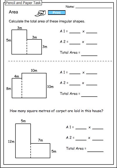 Calculating the Area of Irregular Shapes - Click to download. Area Of Irregular Shapes, Math College, Classifying Quadrilaterals, Area And Perimeter Worksheets, Finding Area, Area Worksheets, Perimeter Worksheets, Geometry Triangles, Maths Area