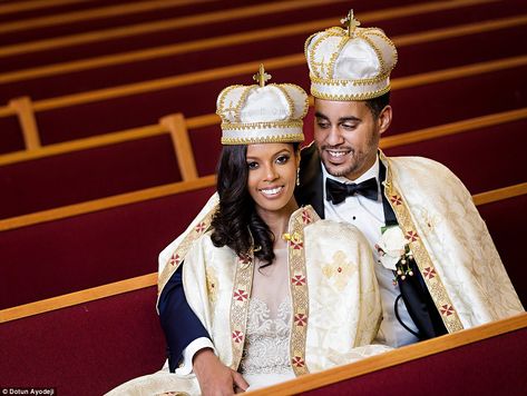 Woman marries Ethiopian prince she met in a DC nightclub | Daily Mail Online Prince Photos, Ethiopian Wedding, Ethiopian Traditional Dress, African Royalty, Black Love Couples, Black Bride, African Queen, Christian Wedding, New Wife