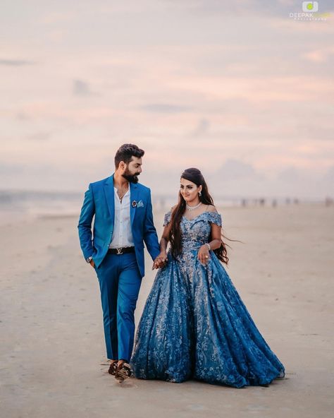 Suit And Lehenga Combination Couple, Reception Pose, Western Reception, Couple Dressing, Bridal Frock, Prewedding Poses, Engagement Couple Dress, Baby Reflexology, Engagement Dress For Groom