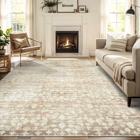 PRICES MAY VARY. Soft & Durable: Enjoy the luxurious feel of our low pile, synthetic vintage 8x10 area rugs, perfect for high-traffic areas like the living room, bedroom, dining room, or entryway. Its 0.25-inch height ensures durability and comfort underfoot. Pet & Kid Friendly: Designed with families in mind, this large area rug is safe and comfortable for pets and children. Its sturdy construction withstands rough play and heavy use without compromising its soft texture. Easy Maintenance: Keep 6x6 Square Area Rug, Living Room Rugs On Light Hardwood, Layered Rugs Dining Room, French Country Rugs Living Room, Neutral Living Room Area Rugs, Modern Farmhouse Boho Living Room, Organic Modern Rug, Neutral Rugs Bedroom, Large Rugs Living Room