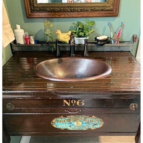 SimplyCopper 19" Oval Copper Farmhouse Drop In Style Bathroom Sink in Aged Copper - 19" X 14" X 5" - Bed Bath & Beyond - 35746890 Navy Blue Bathrooms, Copper Sinks, Copper Sink Bathroom, Drop In Bathroom Sinks, Copper Bathroom, Bathroom Sink Drain, Aged Copper, Cottage Interior, Farm Sink