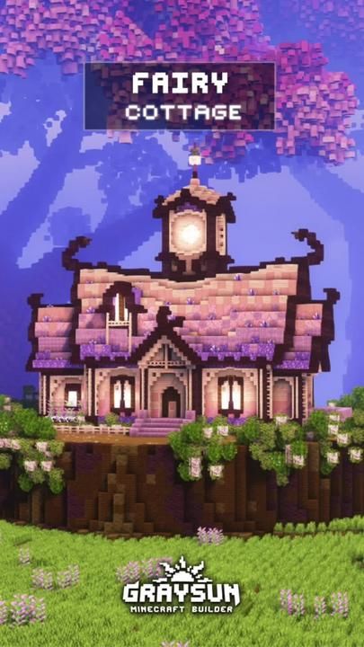 Minecraft Fairy Cottage #minecraft #minecraftbuilding #minecrafter | TikTok Minecraft Big Fairy House, Amethyst Cottage Minecraft, Fairy Mc House, Minecraft Fairy Builds Tutorial, Minecraft Elven Building Ideas, Minecraft Fairy Aesthetic, Minecraft Fairy Cottage Tutorial, Fairy Cottage Minecraft House, Minecraft 1.20 Builds Cherry Blossom