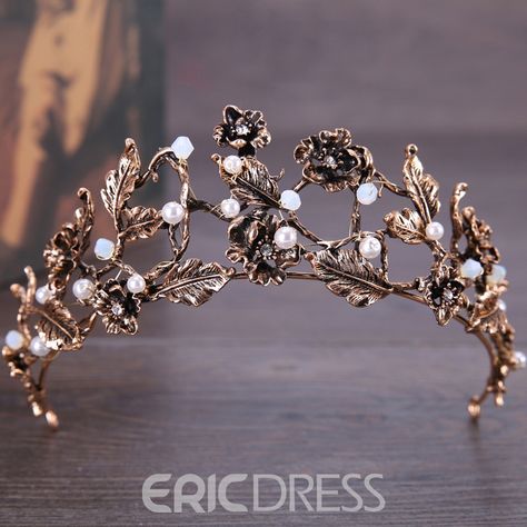 Gold Leaf Crown, Crystals Wedding, Wedding Tiaras, Goddess Crown, Vintage Tiara, Rose Gold Sparkle, Random Fashion, Pearl Tiara, Bride Tiara