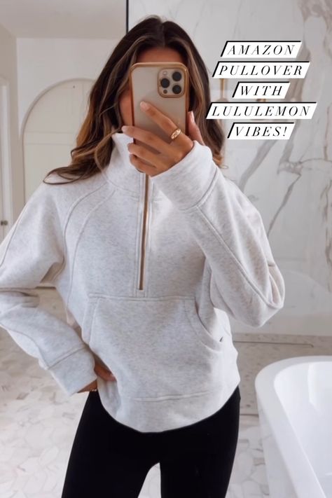 Black And White Sweatshirt Outfit, Rib Knit Half Zip Sweater Outfit, Quarter Zip Sweatshirt Women, Grey Crewneck Outfit Women, Cropped Half Zip Sweatshirt Outfit, 3 Quarter Zip Pullover Outfit, Women’s Sweatshirt Outfit, 1/4 Zip Outfits, Quarter Zip Sweater Outfit Women