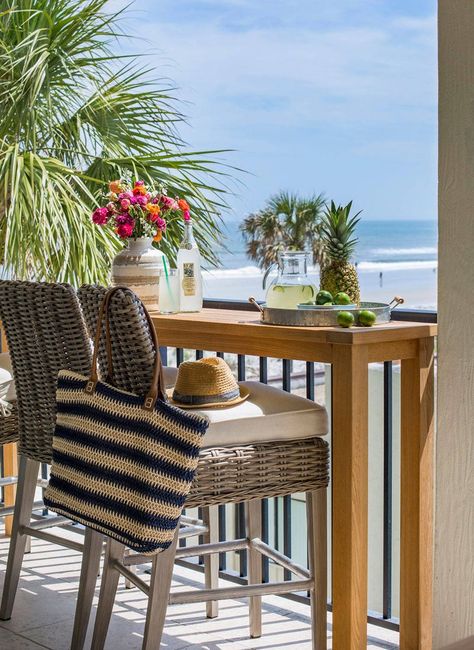 Amanda Webster Design Coastal Balcony, Beach Theme Backyard, Beach Condo Decor, Florida Beach Cottage, Beach Cottage Design, Beach House Decor Coastal Style, Jacksonville Beach Florida, Beach House Tour, Condo Balcony