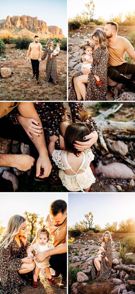 Family Photos In Mountains, Family Photos In The Desert, Family Photo In Mountains, Desert Family Portraits, Desert Family Photoshoot Arizona, Family Gallery Wall, Fam Pics, Superstition Mountains, Halloween Family