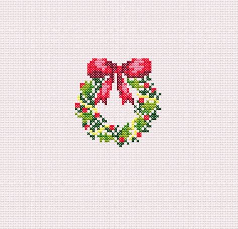 CoastSideCrossStitch - Etsy Christmas Wreath Cross Stitch, Small Christmas Wreath, Christmas Cross Stitch Patterns Free, Wreath Cross Stitch, Holiday Cross Stitch Patterns, Wreath Cross, Cross Stitch Stocking, Cross Stitch Christmas Stockings, Cross Stitch Beginner