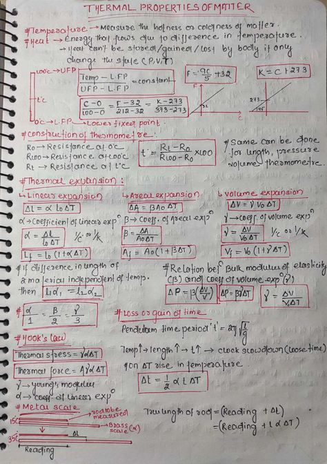 Thermal Properties of Matter: Quick Revision Sheet Thermal Properties Of Matter Notes, States Of Matter Notes, Matter Notes, Thermal Physics, Nomenclature Chemistry, Laws Of Thermodynamics, Tissue Biology, Element Chemistry, Redox Reactions