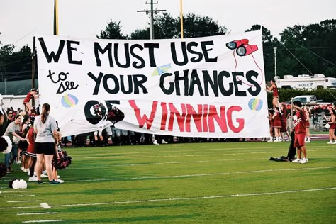 Cheerleading Stretches, High School Football Posters, Run Through Signs, Cheerleading Signs, Football Banners, Spirit Posters, School Spirit Posters, Pep Club, Homecoming Signs