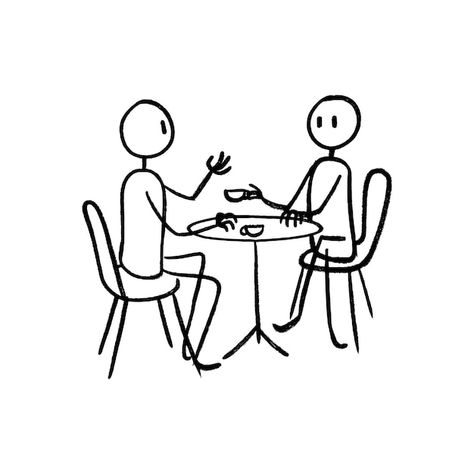 People sit and chat human stick figure m... | Premium Vector #Freepik #vector #cafe-illustration #restaurant-illustration #human-outline #cafe-shop Human Stick Figure Drawing, Human Outline, Sitting Drawing, Restaurant Illustration, Cafe Illustration, Doodle Human, Doodle People, Illustration Human, Human Figure Sketches