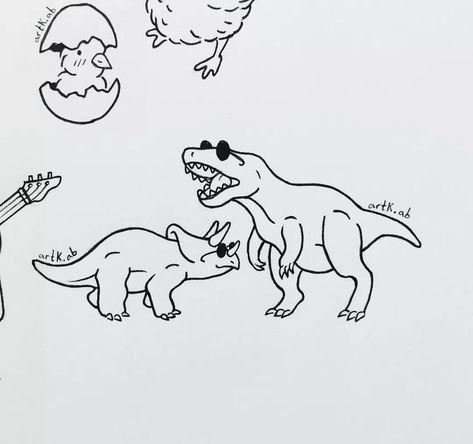 Matching Dino Tattoos, Cute Matching Tattoos, Dinosaur Tattoos, Graffiti Cartoons, Small Drawings, Subtle Tattoos, Demon Art, Disney Tattoos, Matching Tattoos