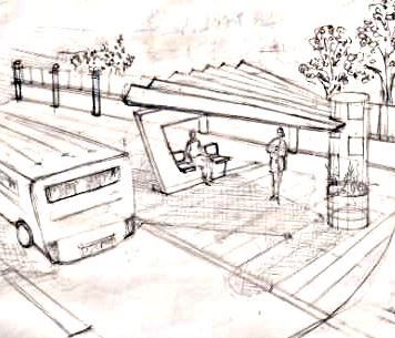 bus stop Bus Stop Drawing Sketch, Bus Stop Design Architecture, Bus Stop Sketch, Bus Stop Drawing, Architect Career, Bus Stop Design, Solar Panels Design, Terminal Bus, Food Collage