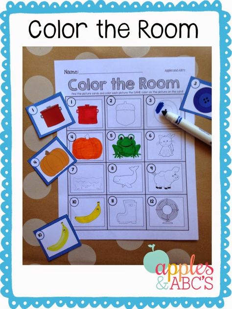 Color The Room Preschool, Preschool Write The Room, Write The Room Preschool, Preschool Color Activities, Beginning Of Kindergarten, Kindergarten Colors, Sensory Bag, Color Unit, Preschool Centers