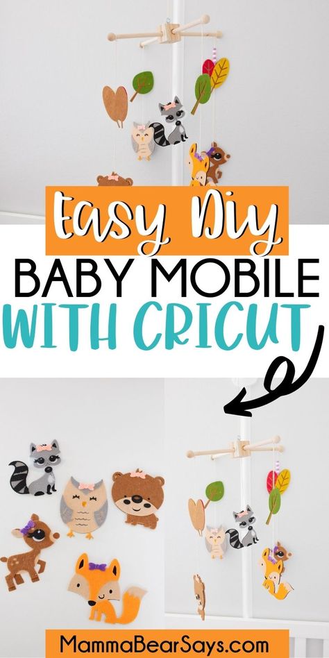 Cricut Baby Toys, Baby Mobile Cricut, Cricut Mobile Projects, Baby Cricut Ideas, Felt Cricut Projects, Cricut Nursery Decor, Cricut Nursery Projects, Cricut Baby Projects, Cricut Felt Projects