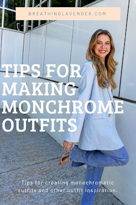 How to Make a Monochromatic Outfit/Monochrome Outfit Inspiration | Breathing Lavender - Fashion and Lifestyle Blog Petite Monochromatic Outfit, Tonal Outfits Monochrome, Monochromatic Outfit Casual, Purple Monochrome Outfit, Monochrome Blue Outfit, Monochromatic Blue Outfit, Monochrome Outfit Casual, Monochromatic Outfit Summer, Monochromatic Outfit Fall