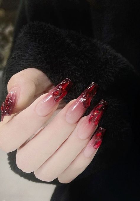 Halloween Nails Elegant, 15 Nails, Vampire Nails, Graduation Nails, Black Acrylic Nails, Fantasy Nails, Nail Art For Beginners, Subtle Nails, Grunge Nails