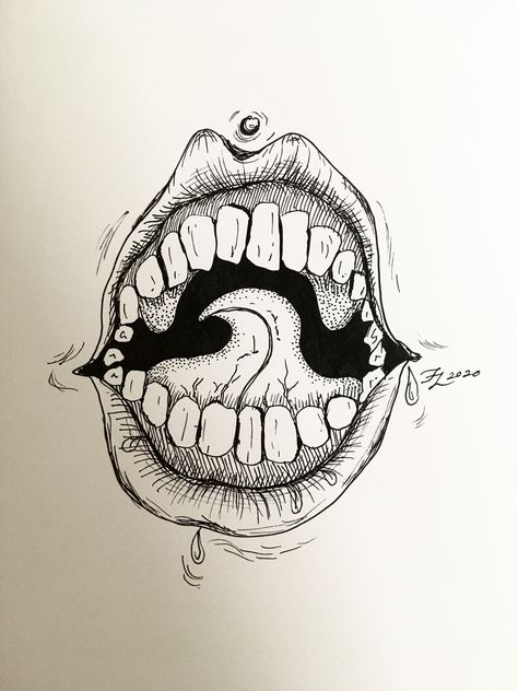 Scary Mouth Drawing Reference, Zipper Mouth Drawing, Scary Mouth Drawing, Teeth Drawings, Mouth Open Drawing, Scary Mouth, Grunge Wall Art, Artsy Grunge, Teeth Drawing