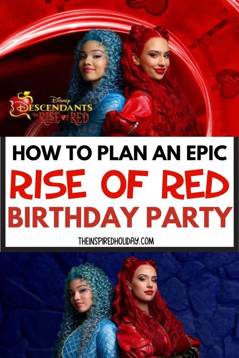 Descendants 4 is already all the rage and kids all over are wanting a Rise of Red birthday party. You might think planning a Descendants 4 birthday is impossible but I got your back. With this guide you will be able to plan the Rise of Red birthday of your little Descendants fans dreams! Descendants Themed Birthday Party, Trunk Or Treat Descendants, Descendants Gift Bag Ideas, Disney Descendants Trunk Or Treat, Rise Of Red Trunk Or Treat, Descendants Trunk Or Treat Ideas For Cars, Rise Of Red Birthday Cake, Descendants Cupcake Ideas, Rise Of Red Party Ideas