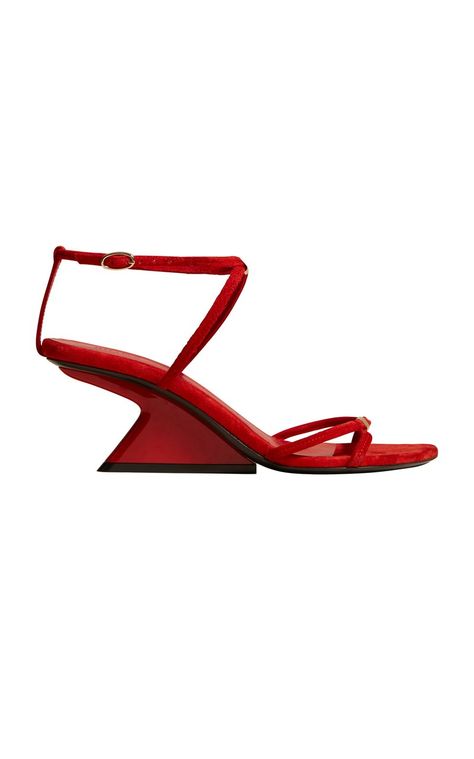 Seneca Calfskin Leather Sandal By Khaite | Moda Operandi Strappy Pumps, Fall Accessories, Red And Grey, Moda Operandi, Sling Backs, Leather Sandals, Fashion Collection, Calf Skin, Buckle