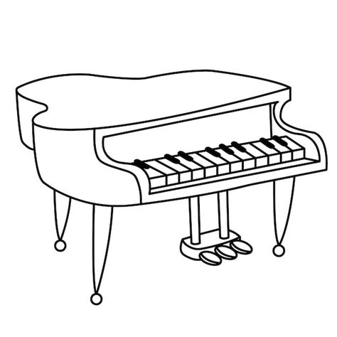 A black and white drawing of a piano | Premium Vector #Freepik #vector #grand-piano #pianist #synthesizer #playing-piano Gambar Piano, Drawing Of Piano, Piano Outline, Piano Drawing Easy, Piano Black And White, Piano Clipart, Piano Sketch, Piano Vector, Piano Drawing