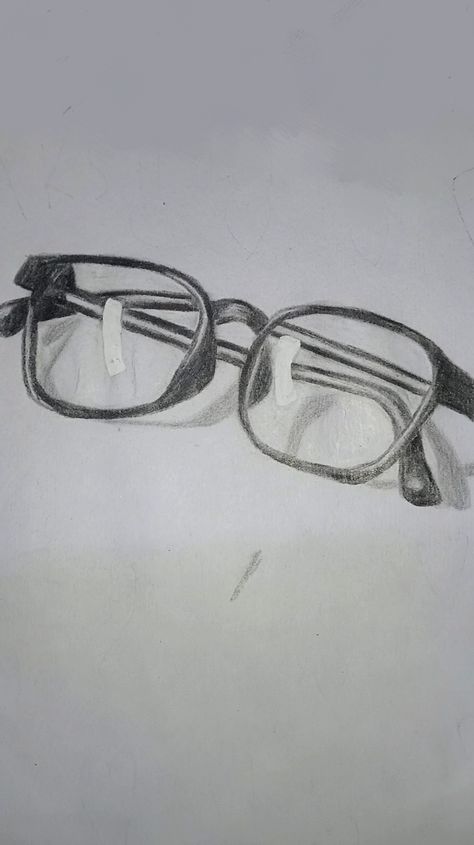 Drawing of Realistic glasses with pencil and black pencil colour 😀🕶️ Drawing Of Glasses, Eyeglasses Drawing, How To Draw Glasses, Glasses Sketch, Glasses Drawing, Shading Drawing, 2024 Art, Still Life Drawing, Black Ink Tattoos