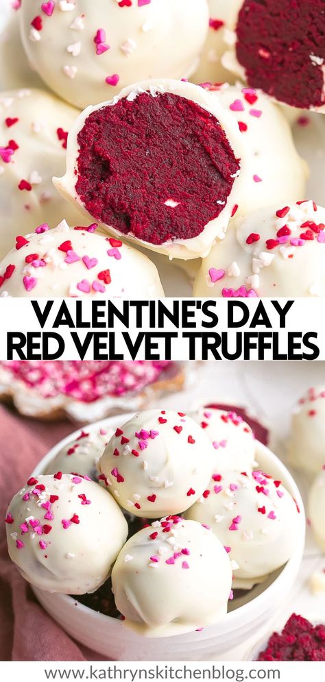 Red Velvet Cake Balls, Red Velvet Truffles, Easy Red Velvet, Red Velvet Recipes, Red Velvet Cake Mix, Strawberry Cake Mix, Candy Truffles, Chocolate Candy Melts, Valentines Day Desserts