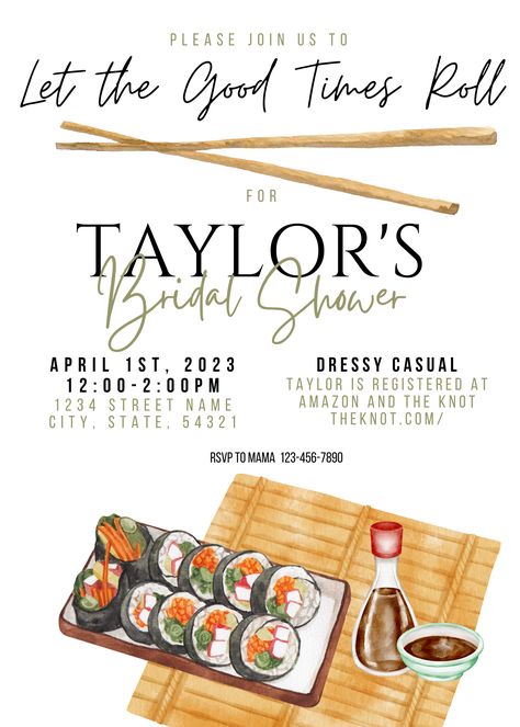 Sushi Night, Palm Beach Gardens, Good Times Roll, Bridal Shower Theme, Animal Party, Bridal Shower Invitations, Bridal Party, Bridal Shower, Shower