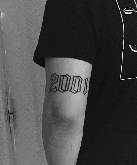 2001 Tattoo Ideas Men, 2001 Tattoo Font, 2001 Tattoo Design, Est 2001 Tattoo, Birth Year Tattoo Men, 2001 Tattoo Ideas, Manga Tattoo Hombre Ideas, 2007 Tattoo Ideas, 1987 Tattoo