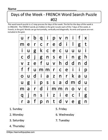 French Days Of The Week Worksheet, French Days Of The Week, Summer Learning Activities, Grid Puzzles, Teacher Toolkit, Problem Solving Strategies, French Worksheets, French Activities, Skill Building