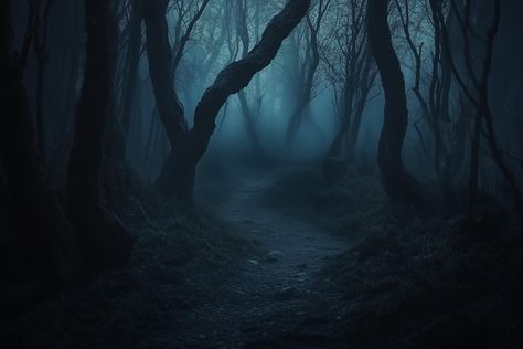 Step into the mysterious and hauntingly beautiful world of this eerie forest path. Perfect for creating a chilling atmosphere in any room, this dark and moody artwork captures the essence of the unknown with twisted trees and a fog-shrouded trail. Ideal for Halloween decorations or year-round gothic decor, this high-resolution digital download allows you to bring the unsettling beauty of the forest into your home or office. Perfect for fans of horror, dark fantasy, and the macabre. Download now Dark Landscape Photography, Dark Fantasy Forest, Eerie Forest, Dark Fantasy World, Moody Artwork, Dark Wall Art, Moody Forest, Twisted Tree, Dark Landscape