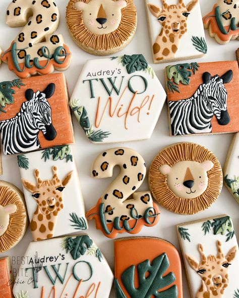 Best Bite Cookie Co. | Custom Cookie Art (@bestbitecookieco) • Instagram photos and videos Two Wild Decorated Cookies, Cheetah Cookies Decorated, Lion Decorated Cookies, 2 Cookies Decorated, Two Wild Birthday Cookies, Party Animal Cookies, Animal Sugar Cookies, Crochet Cookies, Fondant Biscuits