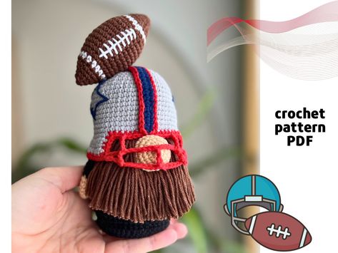 Excited to share this item from my #etsy shop: Crochet American football gnome pattern PDF Amigurumi rugby player gnome American football crochet ball pattern Crochet rugby pattern Sport Crochet Ball Pattern, Crochet Football Helmet, Football Crochet, Football Gnome, Crochet Football, Ball Pattern, Gnome Pattern, Crochet Ball, Rugby Player