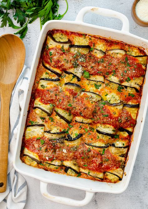 Eggplant Rollatini with Ricotta Cheese Recipe | U.S. Dairy Vegan Eggplant Rollatini, Riccota Cheese Recipes Ricotta, Riccota Cheese Recipes, Eggplant Spaghetti, Eggplant Lasagna Recipe, Ricotta Cheese Recipe, Eggplant Rollatini Recipe, Ricotta Cheese Recipes, Eggplant Rollatini