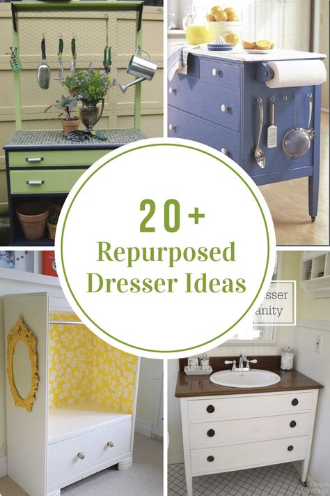 Repurposed Dresser Ideas, Recycled Dresser, Upcycle Dresser, Repurposed Dresser, Dresser Ideas, Dressers Makeover, Wooden Dresser, Diy Furniture Renovation, Diy Dresser