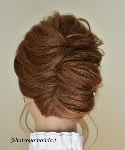 Low French Twist Wedding Hair, French Twist With Pearls, Formal French Twist Updo, Hairstyle For Formal Dress, French Twist With Veil, French Twist Wedding Hair, Bridal French Twist, Modern French Twist, Messy French Twist