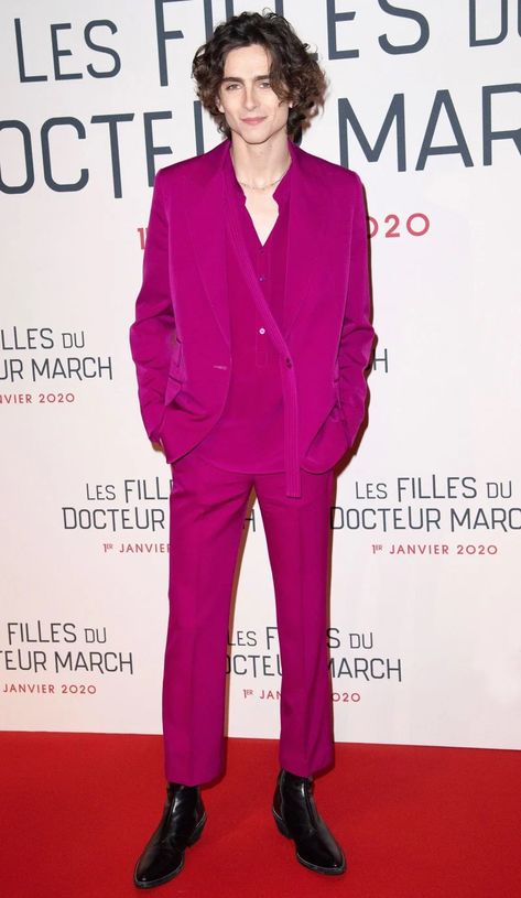 Timothy Chalamet Red Carpet, Timothee Chalamet Purple Suit, Timothee Chalamet Pink Suit, Timothee Chalamet Fashion, Best Mens Red Carpet Looks, Men’s Red Carpet Looks, Timothee Chalamet Red Carpet, Red Carpet Couples, Roller Skating Outfits