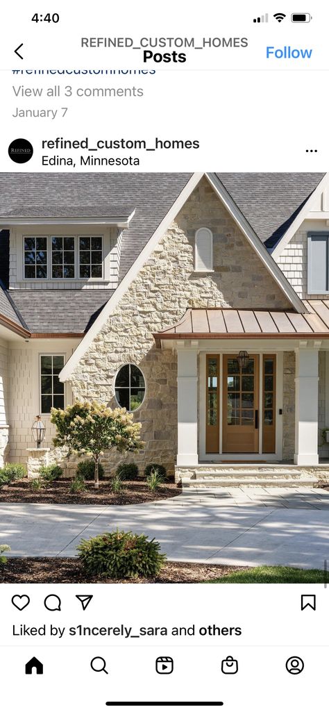 Cedar Shake And Stone Exterior, Shaker Siding And Stone Exterior, Herringbone Siding Certainteed, Stone And Hardie Board Exterior, Exterior Bungalow, English Cottage Exterior, Hardy Plank Siding, Cedar Shake Siding, Stone Exterior Houses